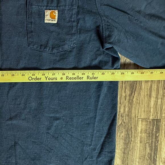 Carhartt Original Fit L TALL Navy Long Sleeve Pocket Work Shirt Honduras - Picture 5 of 5